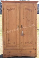 LATE 19TH C. ENGLISH PINE 2 DOOR ARMOIRE, NATURAL