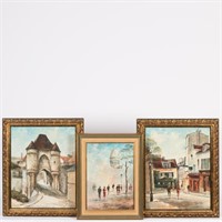 Three Parisian Street Scene Paintings - Signed