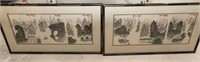 Pair of Japanese Triptych Woodblock Prints