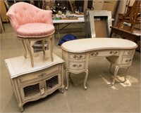 French Provincial Vanity, Bench and End Stand