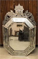 Large Venetian Octagonal Mirror with Crest