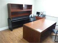 Lot Containing Executive Desk, Hutch, Chairs,