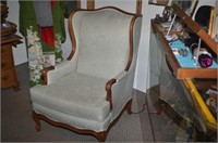 PECAN FINISH WING BACK CHAIR