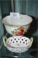 2 pieces of hand-painted Herend porcelain,