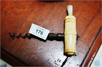 Antique corkscrew, hand forged wrough iron screw