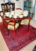 Cedar dining table and chairs, Victorian style wih