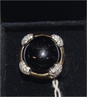 18ct gold, black onyx & diamond ring