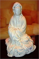 Blanc de chine figure, seated Guan Yin