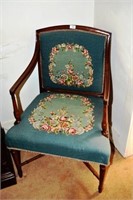 Antique French style open armchair with blue
