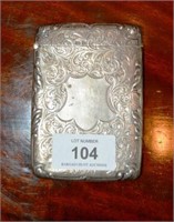 Sterling silver business card case, engraved