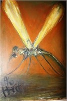 Pro Hart, 'Dragonfly', oil on canvas, signed,