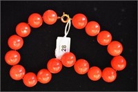 Large red coral beaded necklace