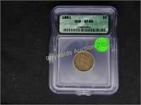 1861 Indian $/01 ICG EF40 Nice Coin