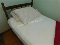 twin bed, mattress, box, pad, 2 pillows