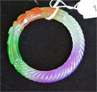 Unusual multi-coloured bangle with carved