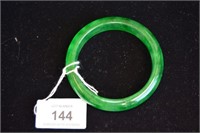 Green jade bangle with flat inner rim