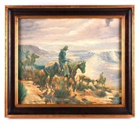 Western Oil on Canvas Painting by R. Martin