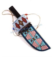 19th C. Lakota Sioux Beaded Sheath with Knife