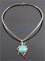 Andersen Kee Navajo Sterling Turquoise Necklace