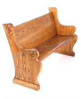 Quarter Sawn Oak Pew  with Carvings Early 1900