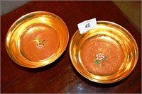 Pair of Chinese fully gilded bowls with floral