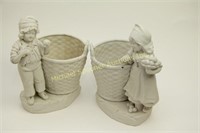 PAIR OF GERMAN BISQUE FIGURES WITH FRONT BASKETS