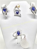 STERLING SILVER SAPPHIRE & CUBIC CRYSTALS TRIO
