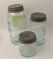 SET OF THREE DOMINION WIDE-MOUTH PICKLE JARS