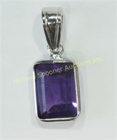 14K WHITE GOLD AMETHYST PENDANT WITH CHAIN