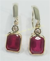 14KT YELLOW GOLD RUBY AND DIAMOND EARRINGS