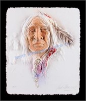 Pressed Paper Relief of Native American Elder