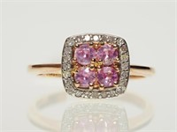 10K ROSE GOLD PINK SAPPHIRE AND DIAMOND RING