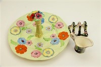 CAKE STAND, ROYAL WINTON PITCHER AND TOAST RACK