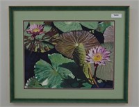 Framed Watercolor of Lilly Pads by Roger Smith