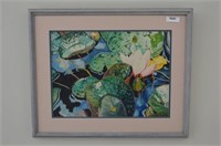 Framed Watercolor of Lilly Pads by Roger Smith