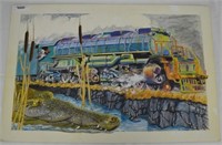Locomotive & Gator Painting by Roger Smith