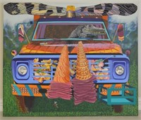 Truck with Alligator Oil on Canvas by Roger Smith