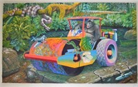 Roller with Chimp Oil on Canvas by Roger Smith