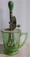 green depression glass mixer