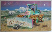 Compactor with Rhino Oil on Canvas by Roger Smith