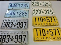 Lot of Eight Quebec License Plates