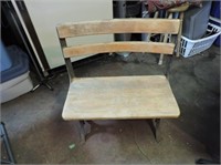 Antique Wood School Desk chair w/ Cast Iron Base
