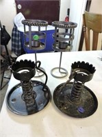 Two Pairs of Metal Candle Holders