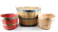 (3) Country Wooden Bushel Baskets/ Home Decor