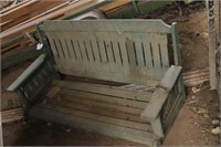 GREEN WOODEN PORCH SWING