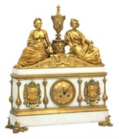 French Marble & Bronze Mantle Clock