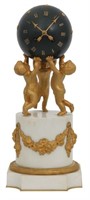 French Marble & Bronze Putti Mantle Clock