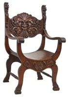 Oak Griffin Carved Armchair
