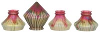4 Pallme-Konig Threaded Art Glass Shades
