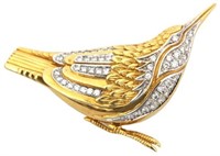 18K Gold & Diamond Bird Pin